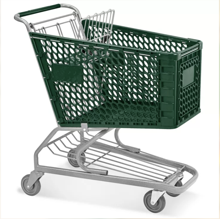a dark green color shopping cart